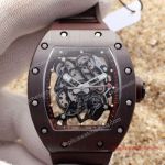 Replica Richard Mille RM 11L Watch Chocolate plated Case Skeleton dial Rubber Band